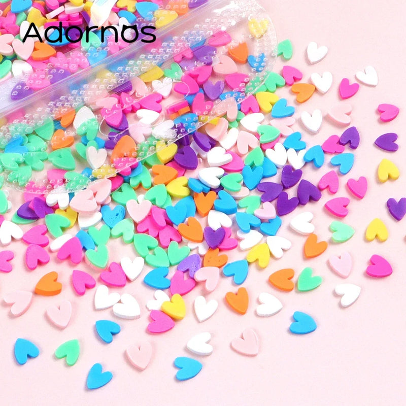 Resin Filling Love Heart Clay Slices – Valentine Kawaii Heart Sprinkles for DIY Crafts & Nail Art