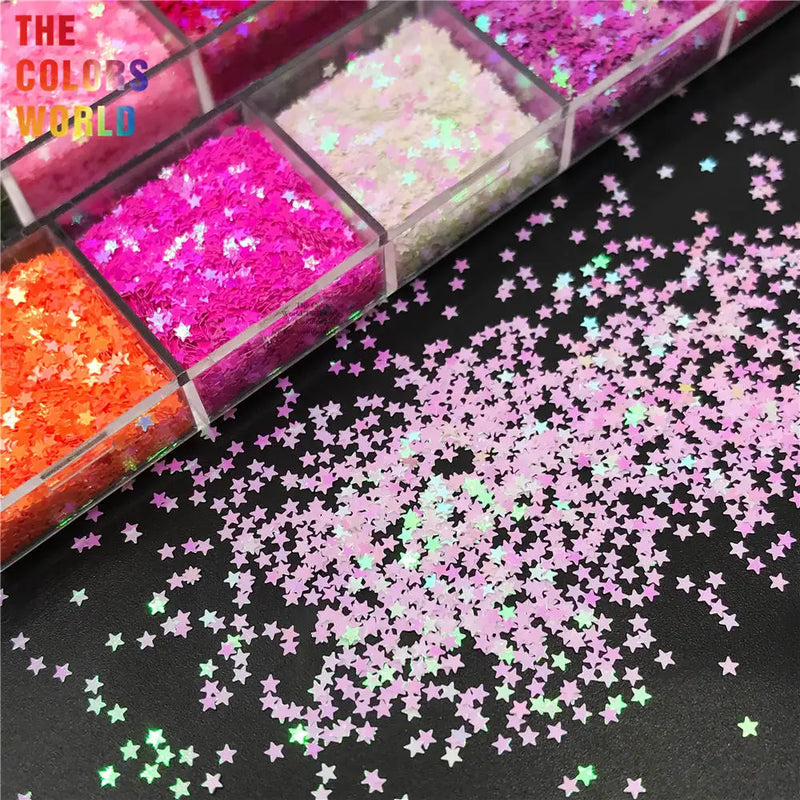 1MM Small Size Star Shape Glitter 3D Glitter Flakes Paillettes Kit For Nails Art Decorations Charms