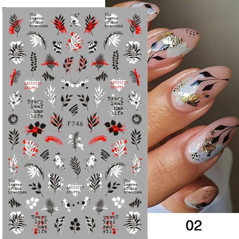 3D Fashion Poster Portrait Flower Nail Art Stickers – DIY Nail Decals