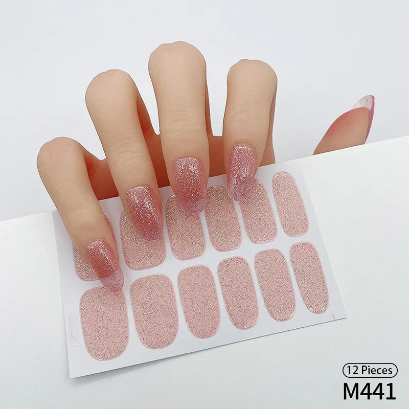 Pink Nude Full Cover Nail Stickers – Gradient Self-Adhesive Nail Wraps