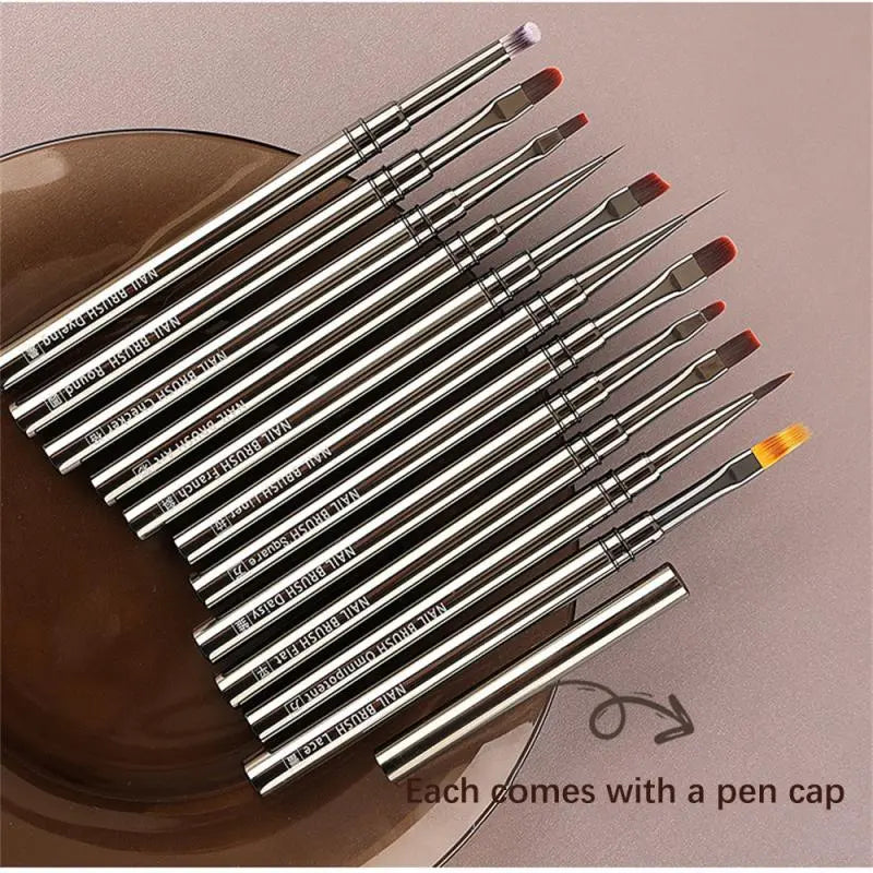 12PCS Nail Art Brush Liner Brush Stripe Pattern Painting Brush Acrylic UV Gel Extension Drawing