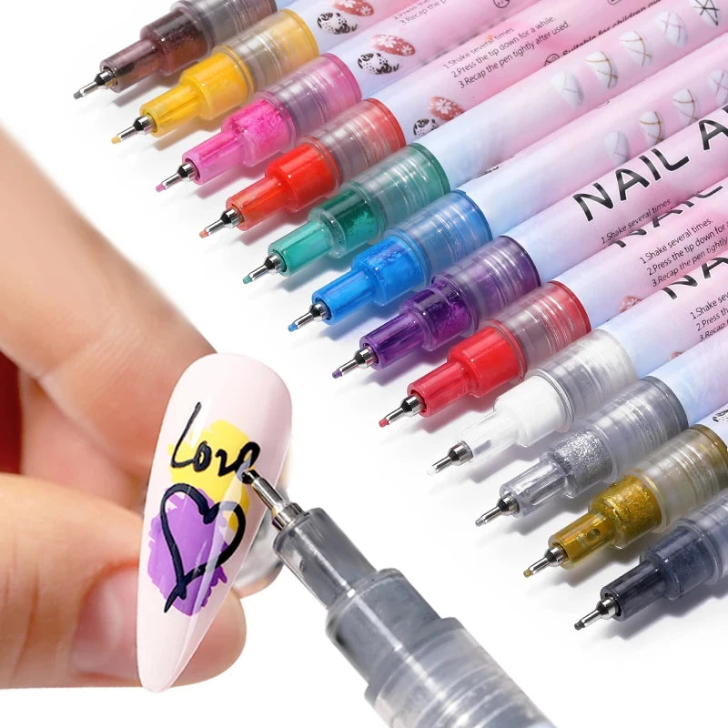 Waterproof Nail Art Drawing Pens – Acrylic Liner for DIY 3D Designs, Fine Patterns & Graffiti