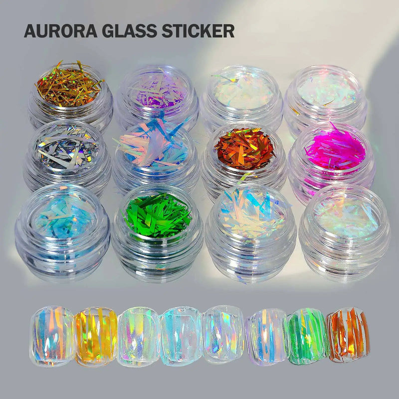 Holographic Broken Glass Nail Foil – Iridescent Aurora Flakes for DIY Nail Art & Manicure Decoration