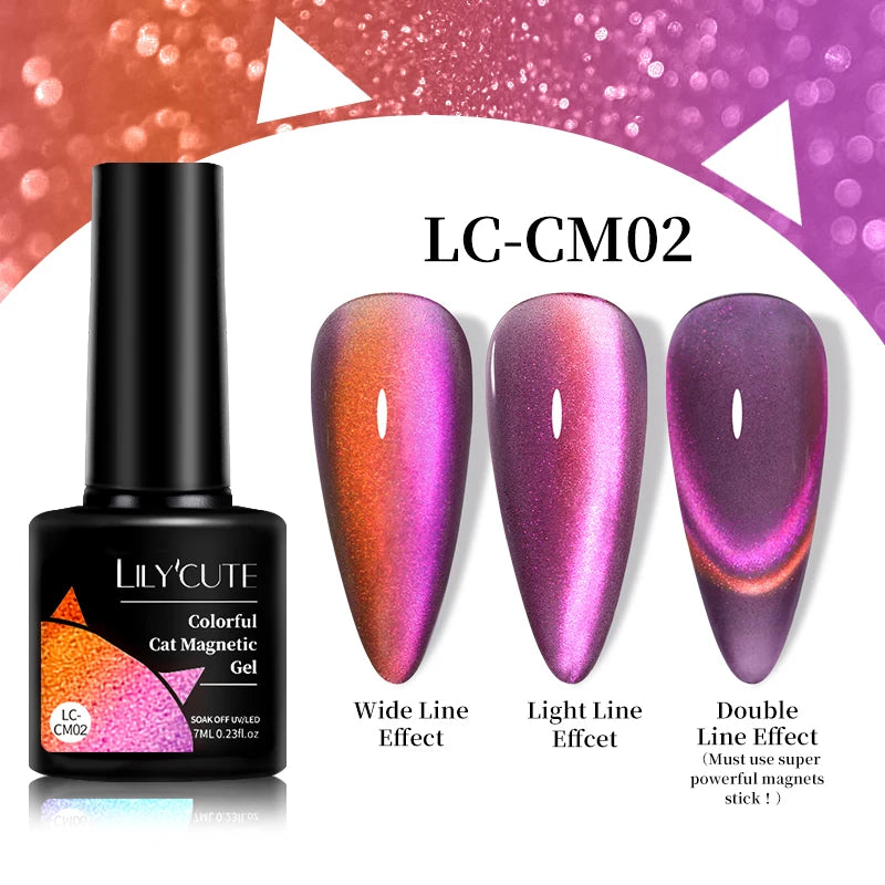 LILYCUTE 7ml Laser Cat Magnetic Gel Nail Polish – Blue Purple Gel Varnish for UV/LED Nail Art