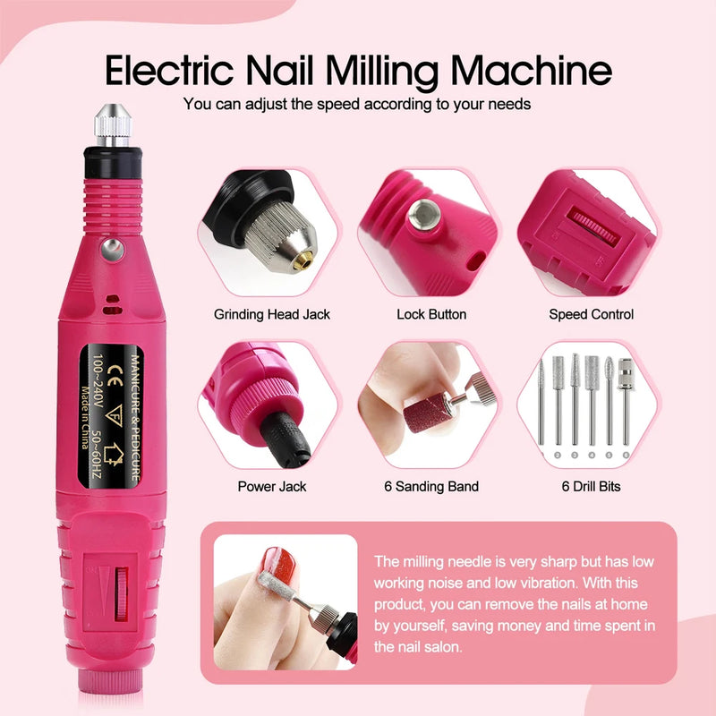 Professional Electric Nail Drill Machine – 20W, 20,000 RPM, USB Rechargeable Nail Sander