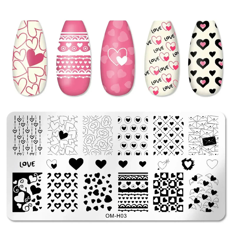 Nail Stamping Plates – Animal Prints, Letters, Hearts, Flowers & More – Stencil for Nail Art Designs