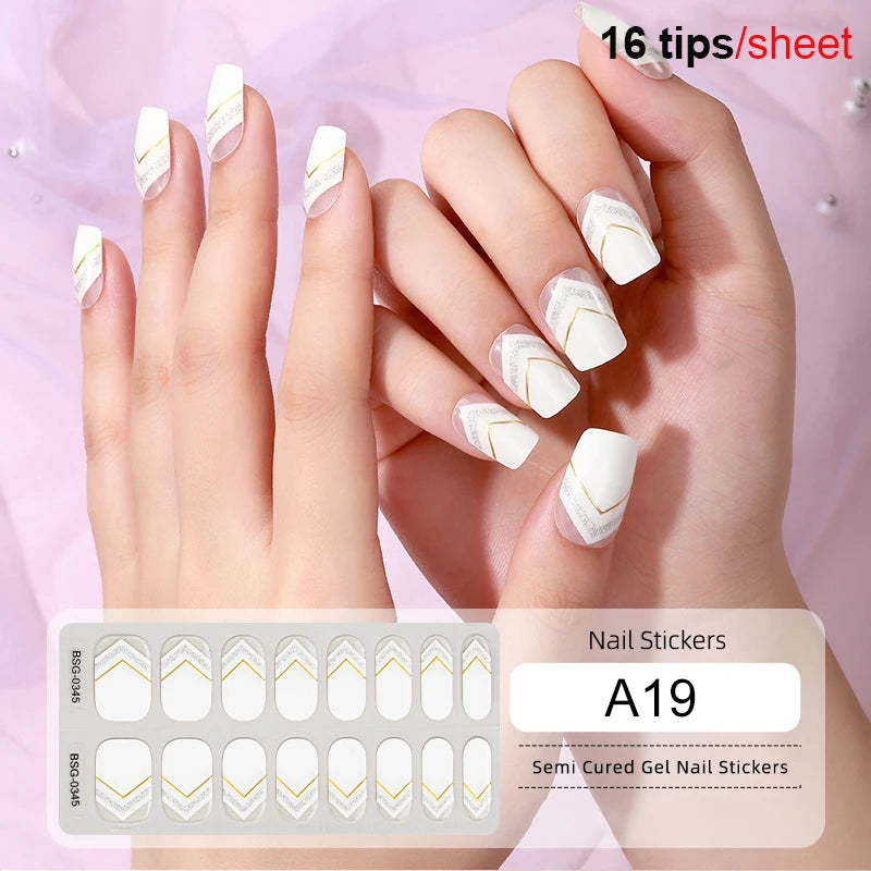 Harunouta Milky Jelly White Semi-Cured Gel Nail Wraps – 20 Tips