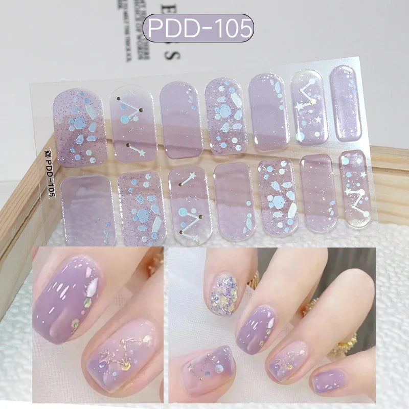 Full Cover Gel Nail Wraps – Easy Adhesive Press-On Nail Stickers in Various Colours