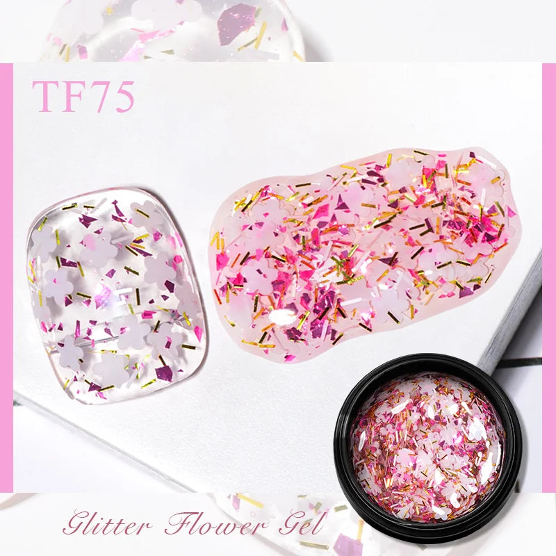 MEET ACROSS 5ml Pink Dried Flower Gel Nail Polish – Natural Flower Fairy Nail Art