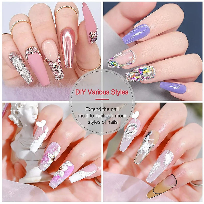 Fake Nails Poly Extension Gel Nail Form Coffin Nails Clear Ballerina Nail Tips Full Cover