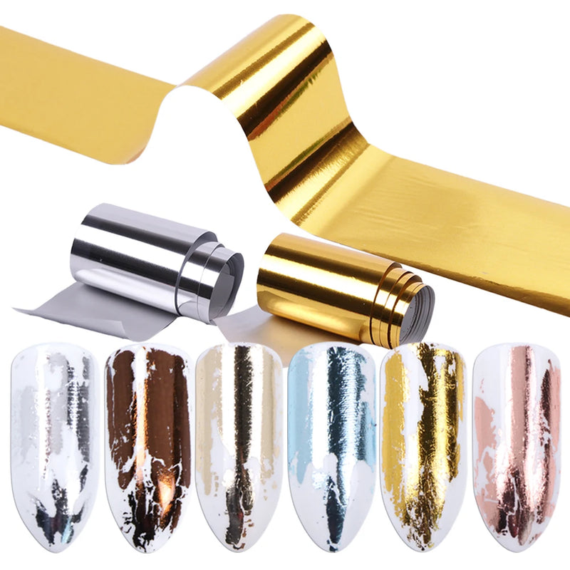 Starry Metallic Nail Foil Transfer Stickers – Holographic Nail Decals for Stunning Nail Art