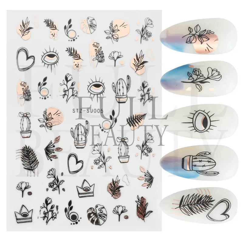 3D Nail Stickers – Self-Adhesive Nail Decals for DIY Manicure & Nail Art Decoration