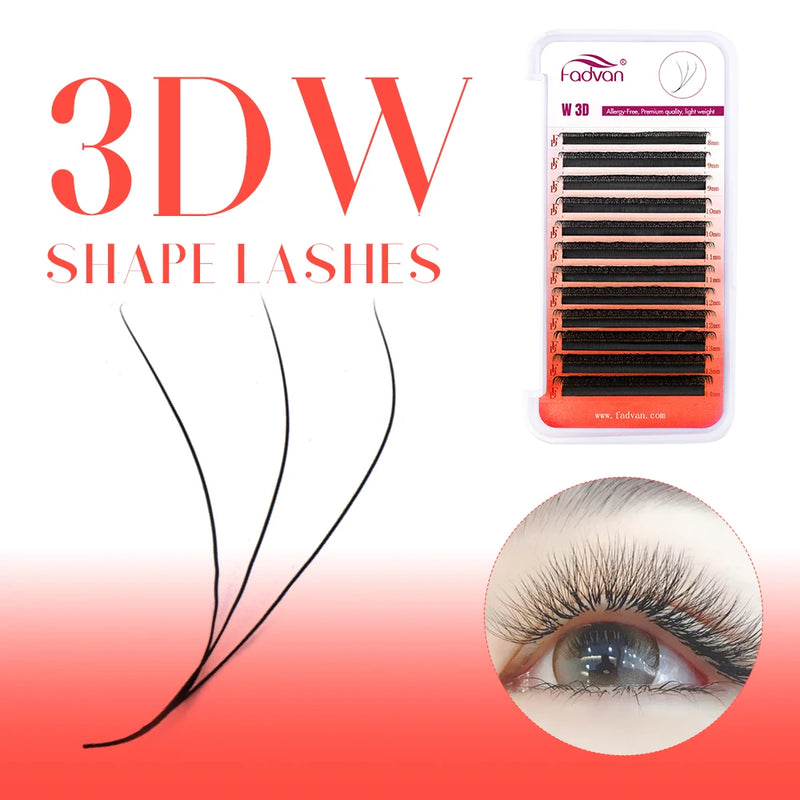 FADVAN W-Shaped Premade Volume Fans – 2D to 8D Faux Mink Eyelash Extensions