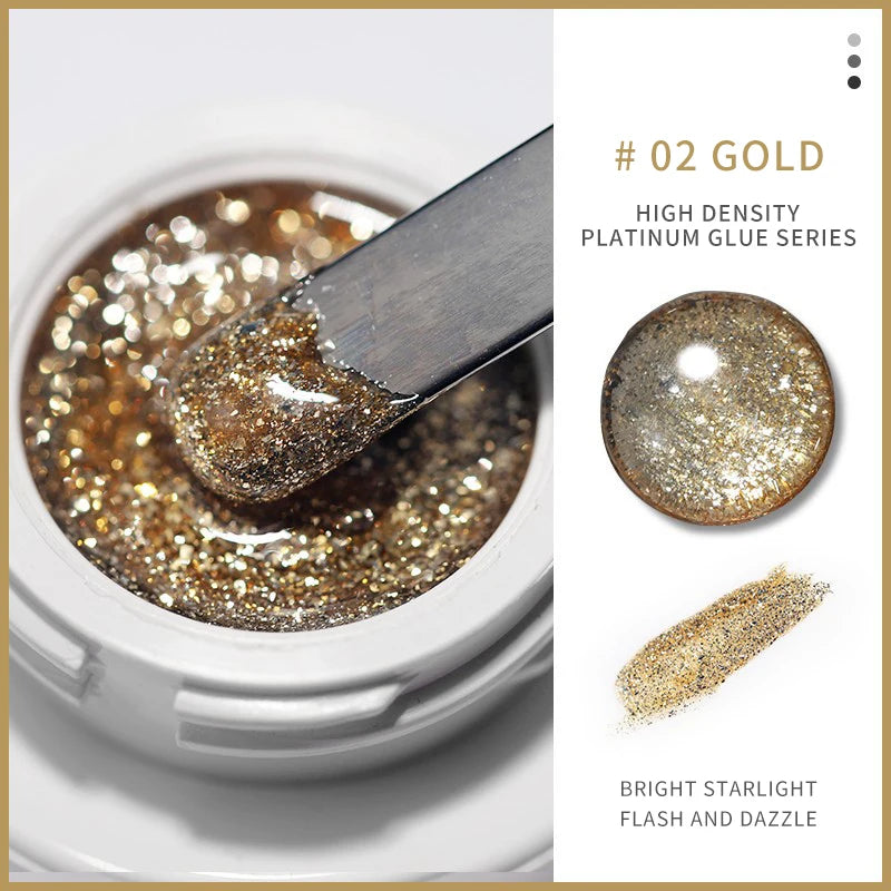 1 Metallic Gold Gel Nail Polish – French Nail Art, Glitter Painting Gel for Stunning Nail Designs