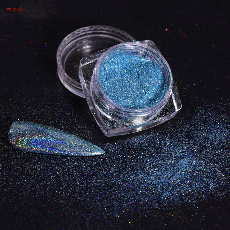 1pc 19 Colours Mirror Nail Glitter Powder – 0.5g Chrome Dust for Metallic, Holographic, and Chunky Nail Art