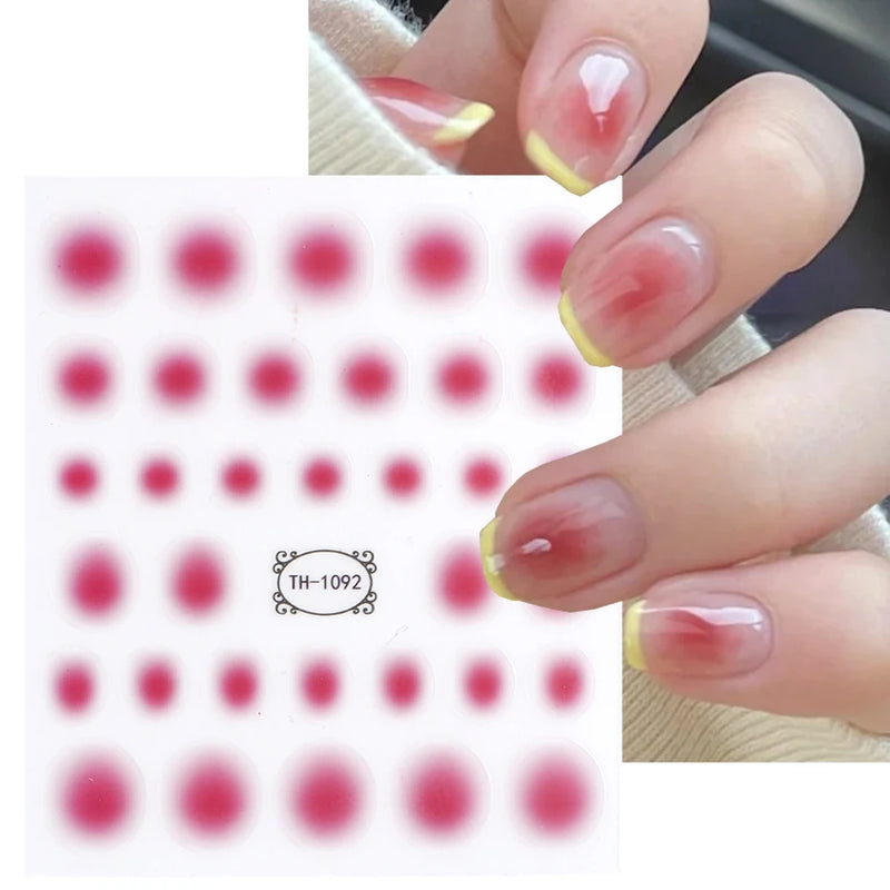 Gradient 3D Jelly Nail Stickers – Ombre Red & Pink Blush Translucent Gel Polish Wraps & More