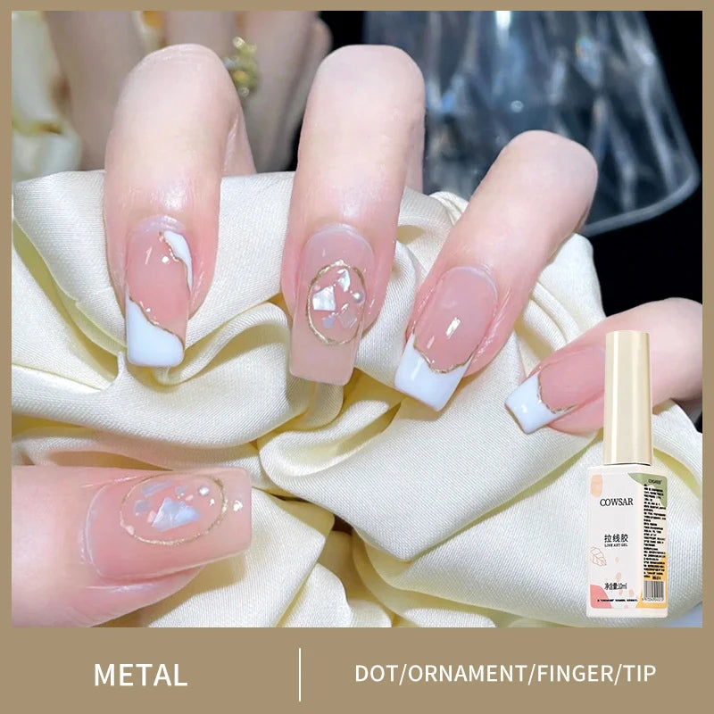 1 Metallic Gold Gel Nail Polish – French Nail Art, Glitter Painting Gel for Stunning Nail Designs