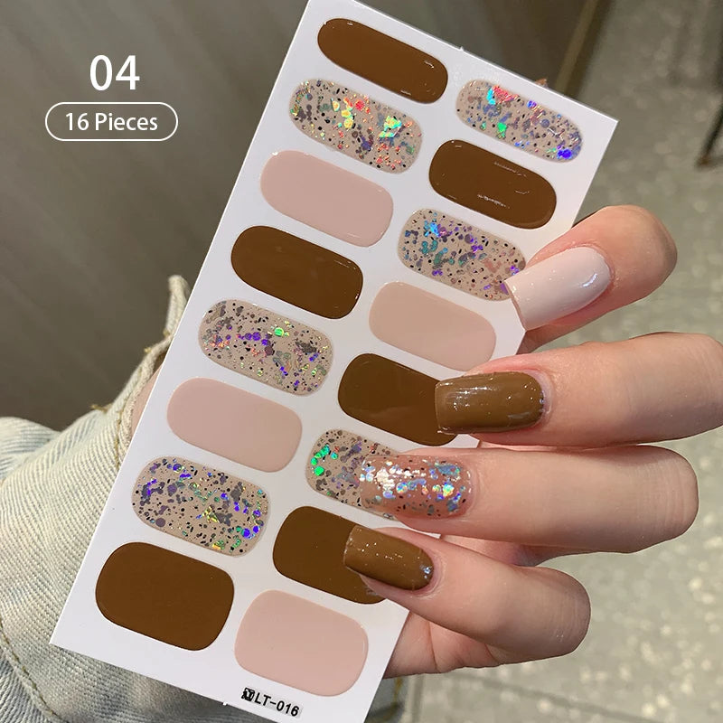 Pink Nude Full Cover Nail Stickers – Gradient Self-Adhesive Nail Wraps