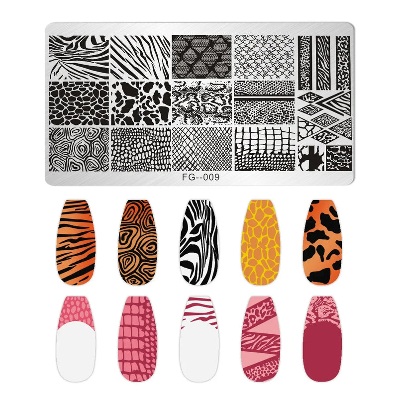 Nail Stamping Plates – Animal Prints, Letters, Hearts, Flowers & More – Stencil for Nail Art Designs