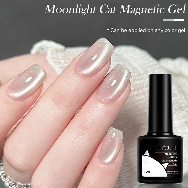 LILYCUTE 7ml Platinum Cat Eye Gel Polish – Rose Gold Foil Effect, Magnetic UV Gel for Nail Art