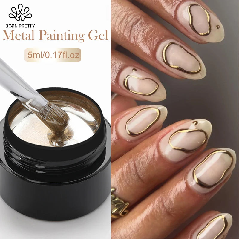 BORN PRETTY Metallic Painting Gel – Chrome Gold & Silver Mirror Nail Polish