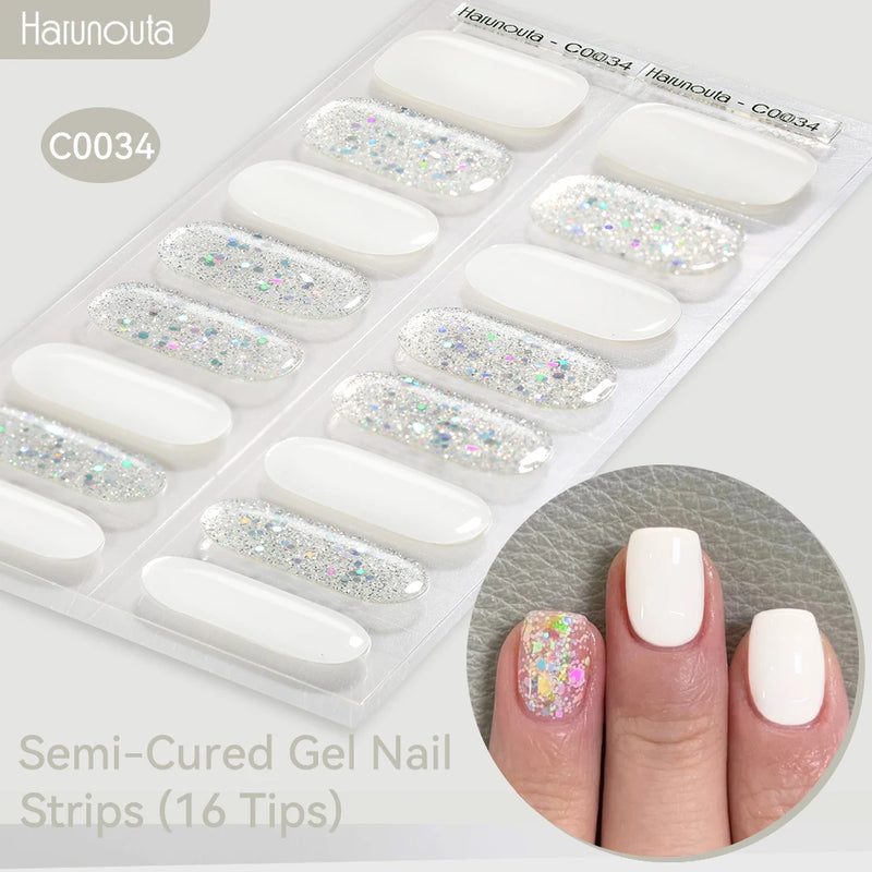 Gradient Auroras Semi-Cured Gel Nail Strips – Sparkly Gel Stickers for UV/LED Nail Lamps