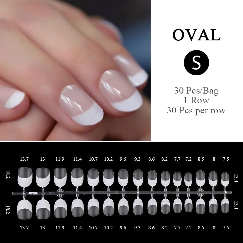 30Pcs French Gradient Short Coffin Nails – Nude Colour Full Cover Press-On Fake Nails