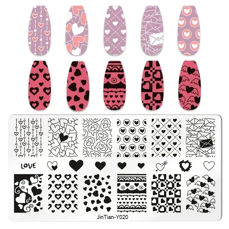 Nail Stamping Plates – Animal Prints, Letters, Hearts, Flowers & More – Stencil for Nail Art Designs