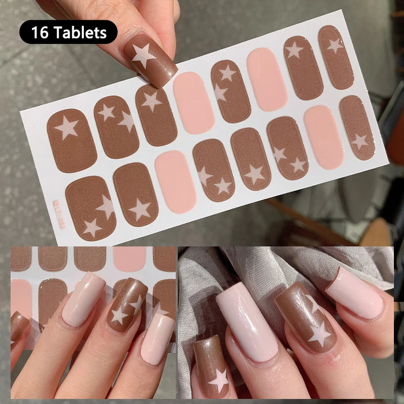 Pink Nude Full Cover Nail Stickers – Gradient Self-Adhesive Nail Wraps