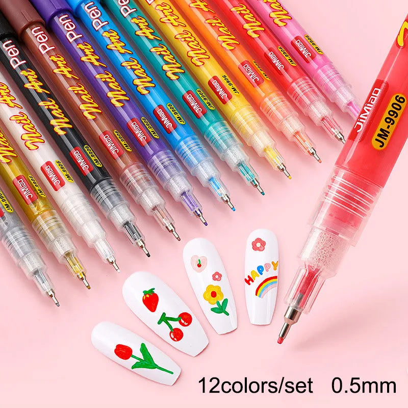 Waterproof Nail Art Drawing Pens – Acrylic Liner for DIY 3D Designs, Fine Patterns & Graffiti