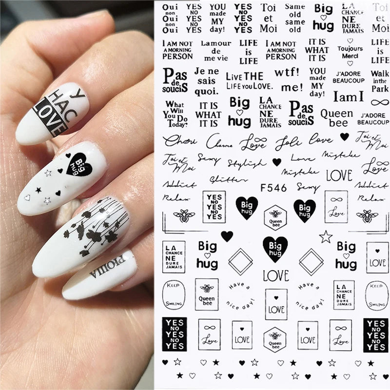 3D Fashion Poster Portrait Flower Nail Art Stickers – DIY Nail Decals