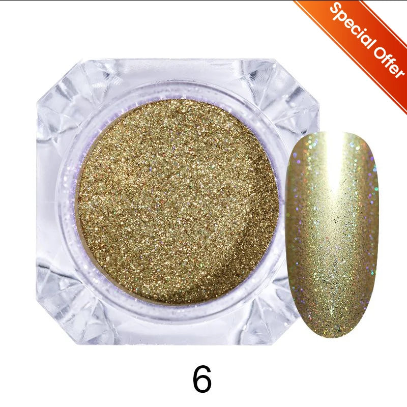 NICOLE DIARY Bright White Pearl Nail Powder – Moonlight Mirror Aurora Effect