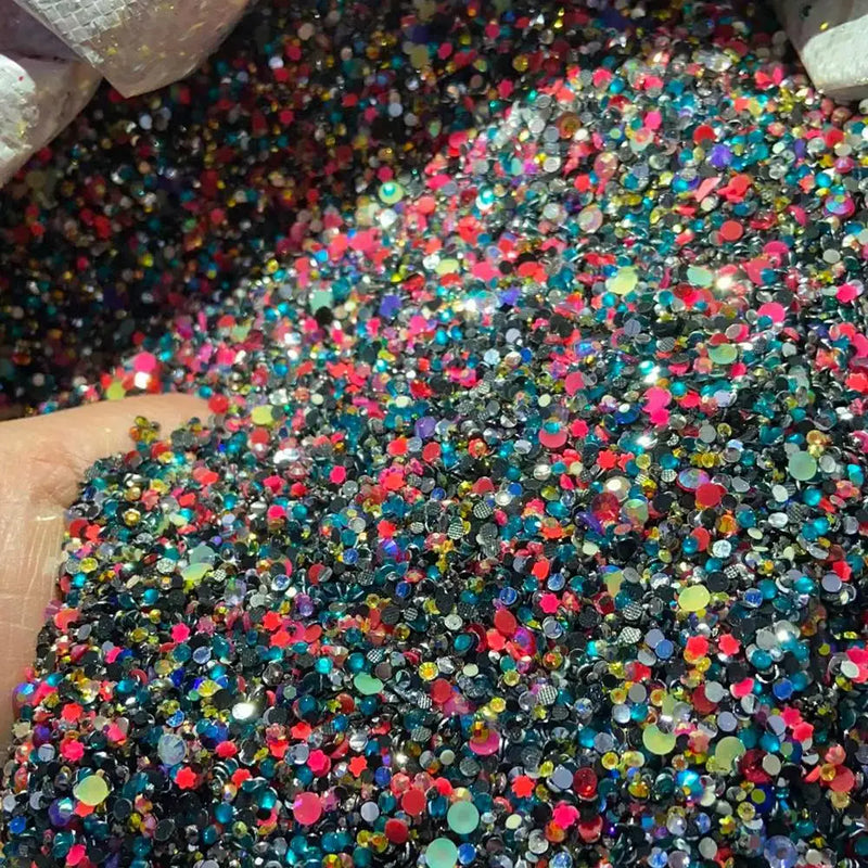 10,000PCS Mini Nail Rhinestones – Mixed Colours Glitter Crystal Stones Flatback Nail Charms