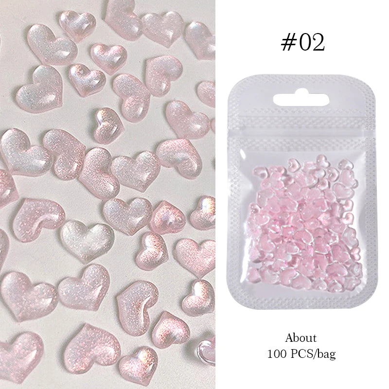 Mix Colour Jelly Ribbon Bowknot & Pearl Nail Charms – 3D Nail Art Decorations