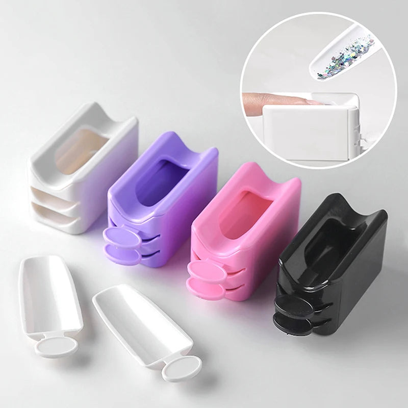 Double-Layer Nail Glitter Powder Recycling Box – Dust Collector & Storage Case