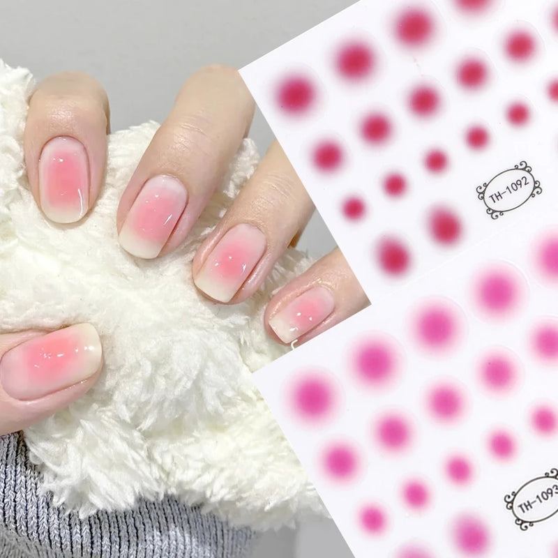 Gradient 3D Jelly Nail Stickers – Ombre Red & Pink Blush Translucent Gel Polish Wraps & More