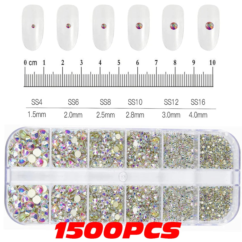 10,000PCS Mini Nail Rhinestones – Mixed Colours Glitter Crystal Stones Flatback Nail Charms