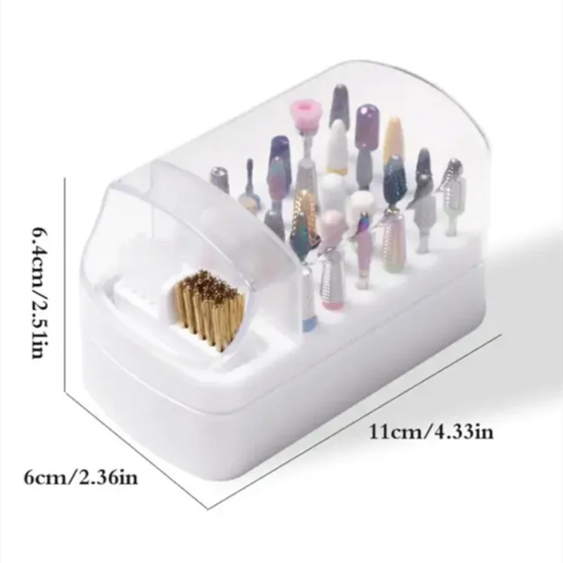 30-Hole Nail Drill Bit Organizer – Acrylic Dustproof Storage for Professionals