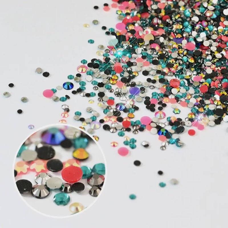 10,000PCS Mini Nail Rhinestones – Mixed Colours Glitter Crystal Stones Flatback Nail Charms