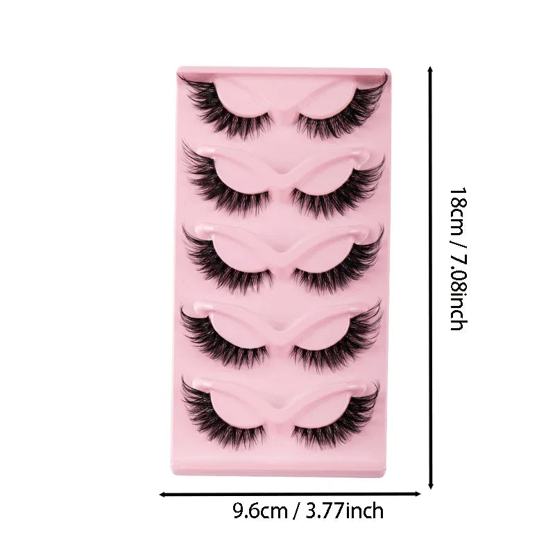 5 Pairs Cat Eye Faux Mink Lashes – Natural Winged Eyelashes