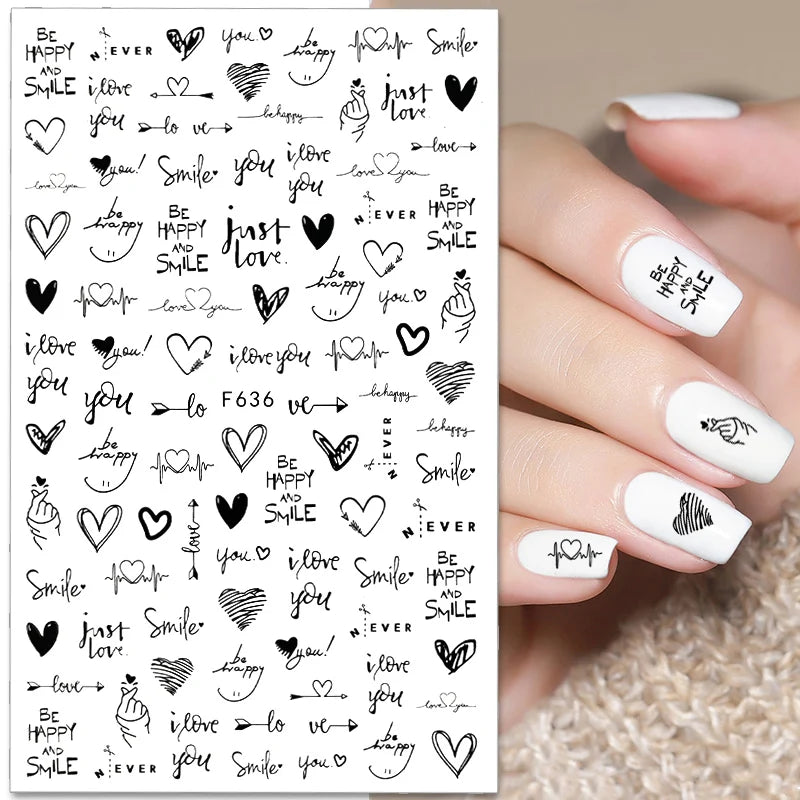 3D Fashion Poster Portrait Flower Nail Art Stickers – DIY Nail Decals