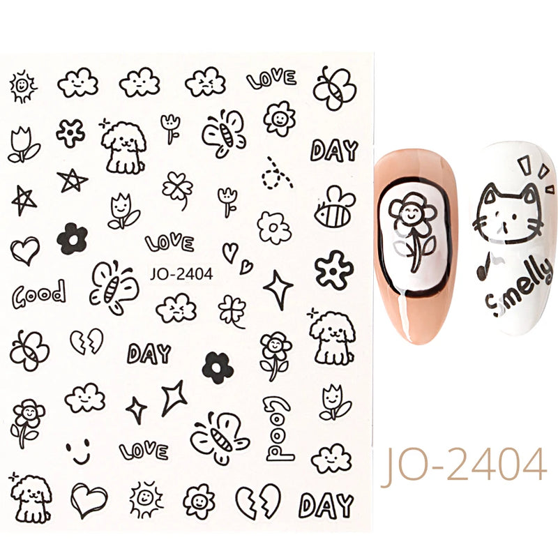 Cute 3D Cartoon Animal Nail Stickers – Dog, Cat & Bunny & More Self-Adhesive Manicure Decals