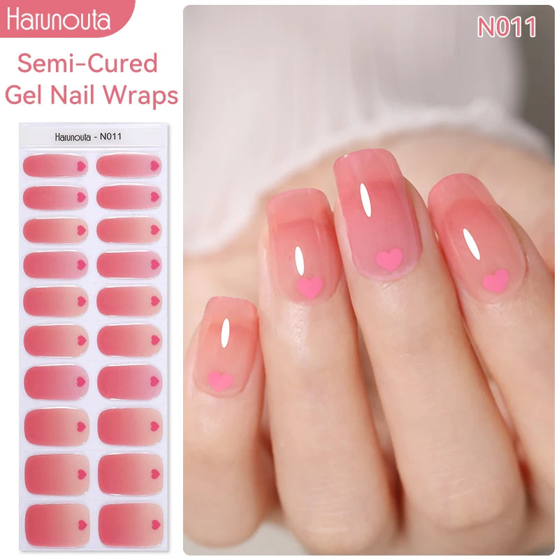 Harunouta Milky Jelly White Semi-Cured Gel Nail Wraps – 20 Tips