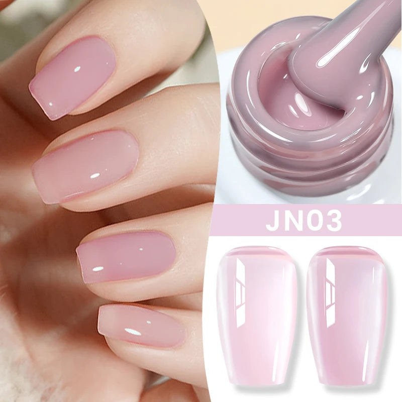 BORN PRETTY Jelly Nude Gel Nail Polish 10ml - Light Pink Peach Translucent UV Gel Varnish