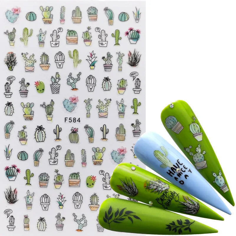 3D Fashion Poster Portrait Flower Nail Art Stickers – DIY Nail Decals