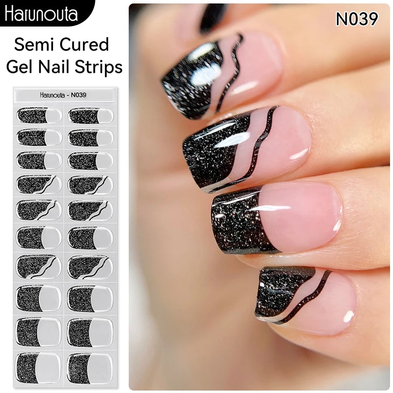 Harunouta Milky Jelly White Semi-Cured Gel Nail Wraps – 20 Tips