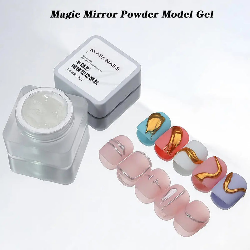 Semi-Solid Magic Mirror Powder Modeling Gel – 3D Transparent Phototherapy Nail Art Glue, 8g