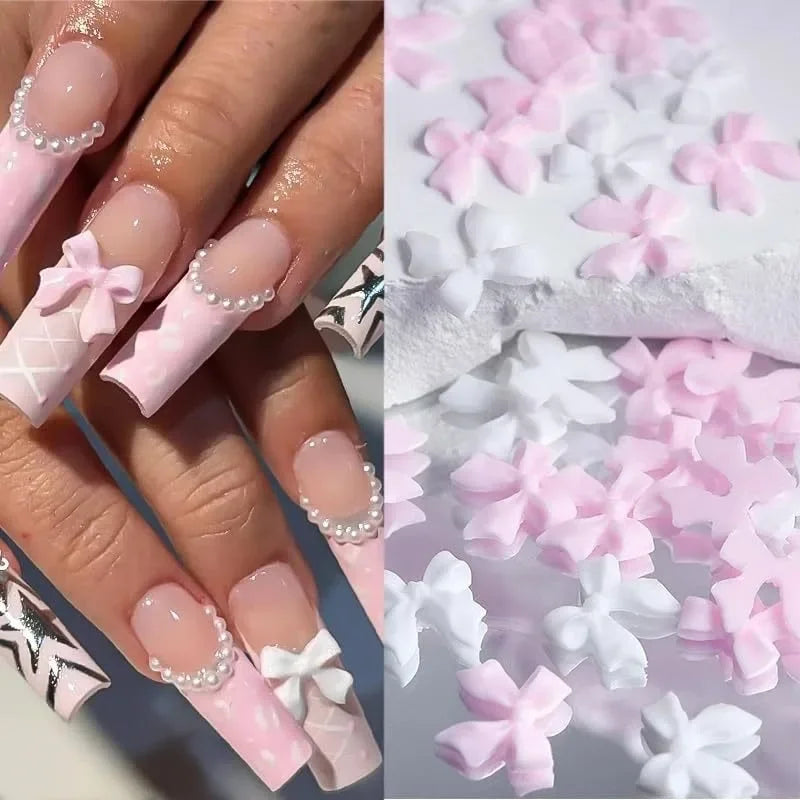 Mixed Acrylic 3D Nail Art Decorations - Flower Charms, Gold Beads, Caviar Pearls & Rhinestones