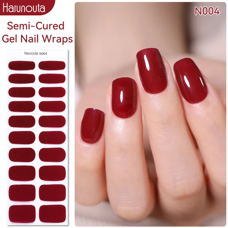 Harunouta Milky Jelly White Semi-Cured Gel Nail Wraps – 20 Tips