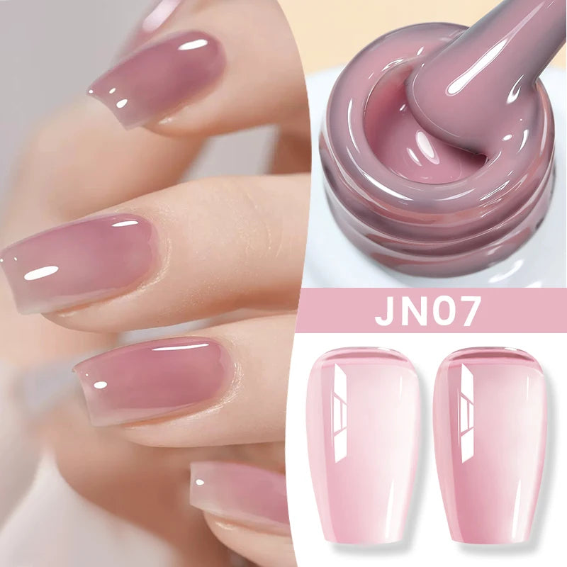 BORN PRETTY Jelly Nude Gel Nail Polish 10ml - Light Pink Peach Translucent UV Gel Varnish